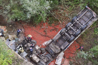 Mezitler'de tır dereye uçtu! 1 ölü 1 ağır yaralı