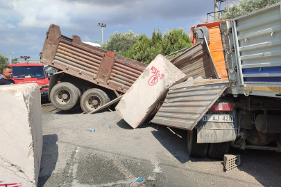 Ağır tonajlı araçlar çarpıştı! İki yaralı