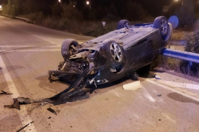 Kontrolden çıkan araç takla attı! Beş kişi yaralandı