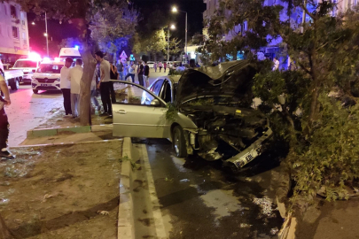 Karacabey'de direksiyon hakimiyetini kaybetti, ağaca girdi: 4 Yaralı