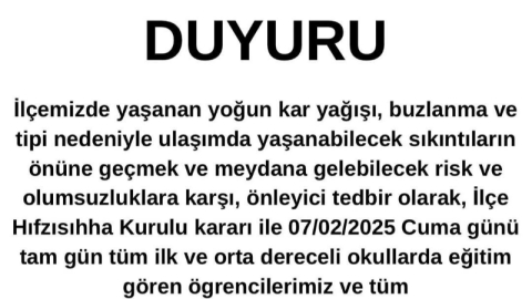 Bursa'da bazı ilçelerde eğitime 1 gün ara verildi
