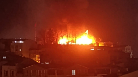 Bursa'da tarihi Kestel Kalesi alevlere teslim oldu