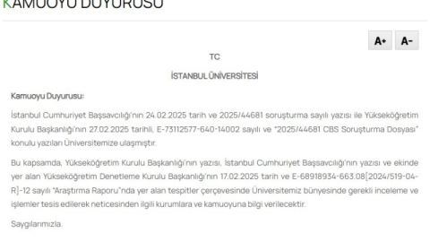 İstanbul Üniversitesi'nden "sahte diploma" açıklaması: "İnceleme ve işlemler tesis edilerek bilgi verilecektir"