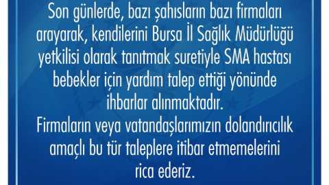 Bursa İl Sağlık Müdürlüğü’nden dolandırıcılık uyarısı