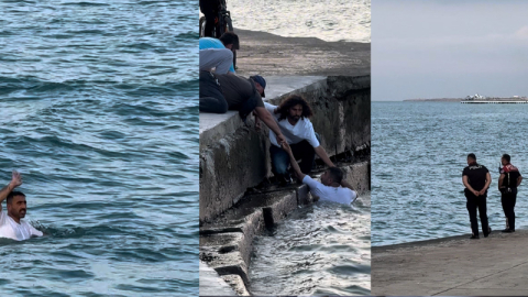 Samsun’da olay çıkaran şahıs denize atladı