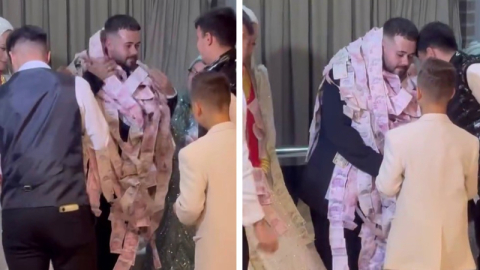 Damadı parayla sardılar