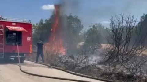 Çalılık alanda çıkan yangın korkuttu