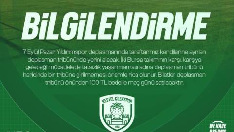 Kestel Çilekspor bilgilendirme paylaştı
