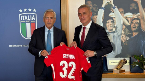 Hacıosmanoğlu, İtalya Futbol Federasyonu Başkanı Gravina’yı ziyaret etti