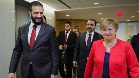 Eş-Şara, IMF Genel Merkezi'ni ziyaret etti