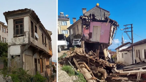 Tirilye'nin simge yapısı 'tabut ev' kendiliğinden yıkıldı!