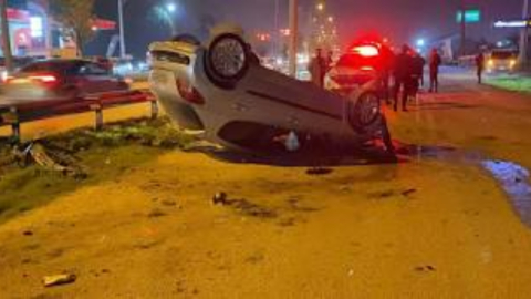 Bursa’da otomobil takla attı: 2 yaralı