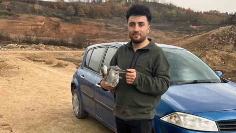 Mahsur kalan mavi balıkçıl kuşunu gençler kurtardı