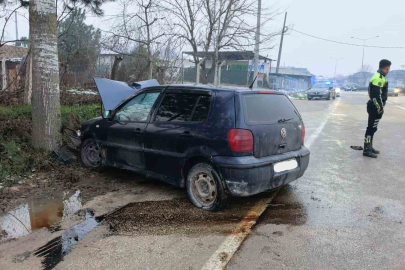 Kontrolden çıkan otomobil kaldırıma ve ağaca çarptı: 2 yaralı