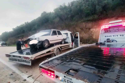 Tirilye-Mudanya kaygan yoldaki kaza ucuz atlatıldı