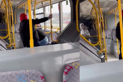 Otobüsün içinde tekme tokat böyle darp etti