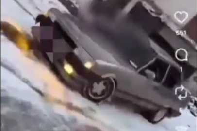 Bursa Orhaneli’de karda drifte Jandarma freni!