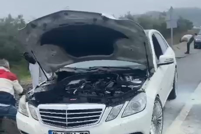 Lüks otomobil küle dönmeden söndürüldü