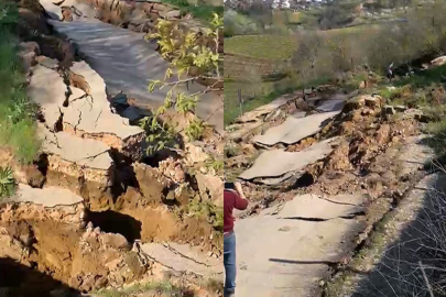 Heyelan nedeniyle trafiğe kapatıldı!