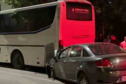 Alkollü sürücü önce duvara sonra otobüse çarptı