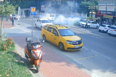 Taksi şoförü yangın tüpüyle koşup alevlere müdahale etti
