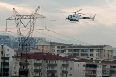 Bursa’da iletim hatlarına helikopterli bakım: Dikkat çeken anlar kamerada