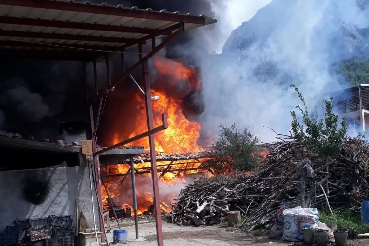 Samanlık yangını garaja sıçradı: Traktör ve su motoru alev alev yandı 