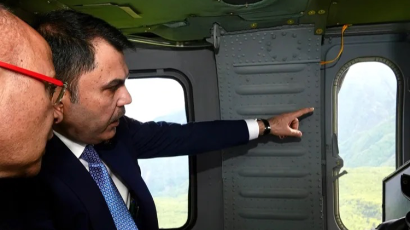 Bakan Kurum Bursa'yı havadan denetledi
