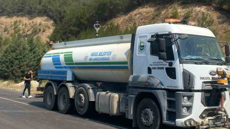 Yangın bölgesine destek için İnegöl Belediyesi devreye girdi