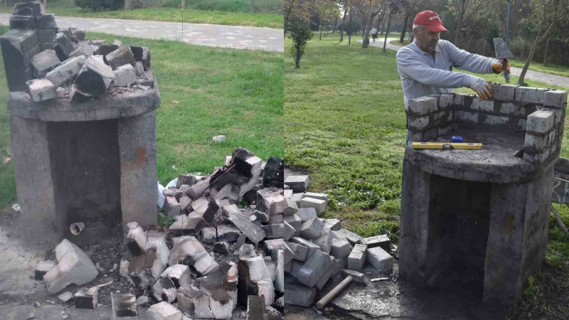 Kamu malına zarar verildi, belediye ekipleri müdahale etti