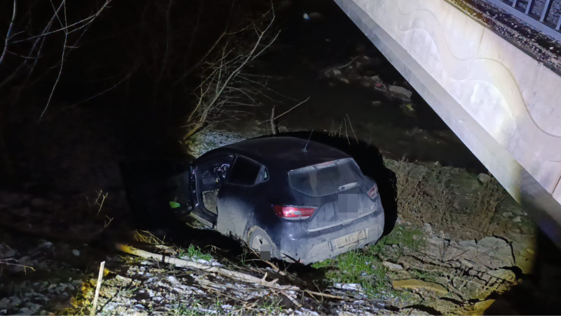 Otomobil dereye uçtu, sürücü yaralandı